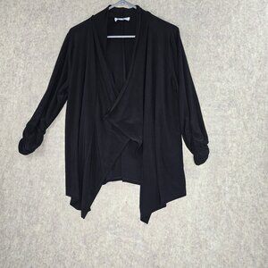 Chaus New York Black Open Front Cardigan L Polyester & Spandex